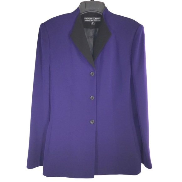 Kasper Jackets & Blazers - Vintage Kasper Purple and Black Blazer, Size 12